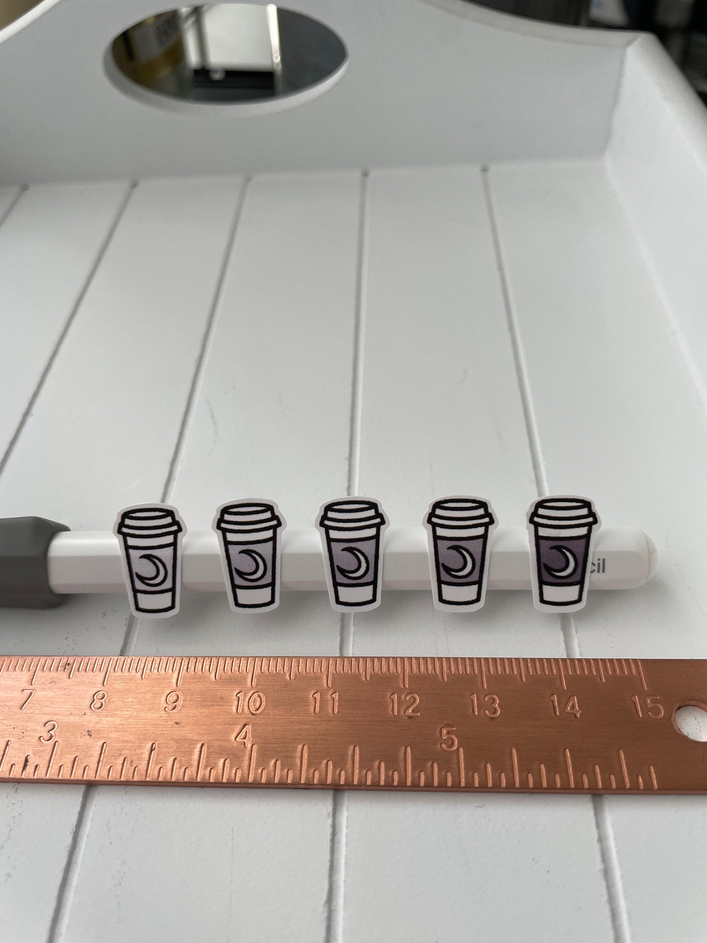 Planner Sticker Sheet - 35 Large Coffee Cup Stickers, Functional and Handmade Stickers