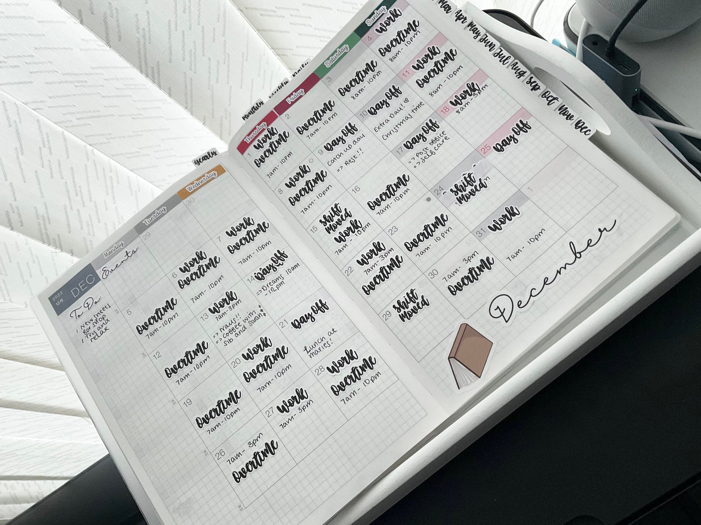 Overtime Marker For Work In Font Six, Functional and Handmade Planner Sticker Sheets