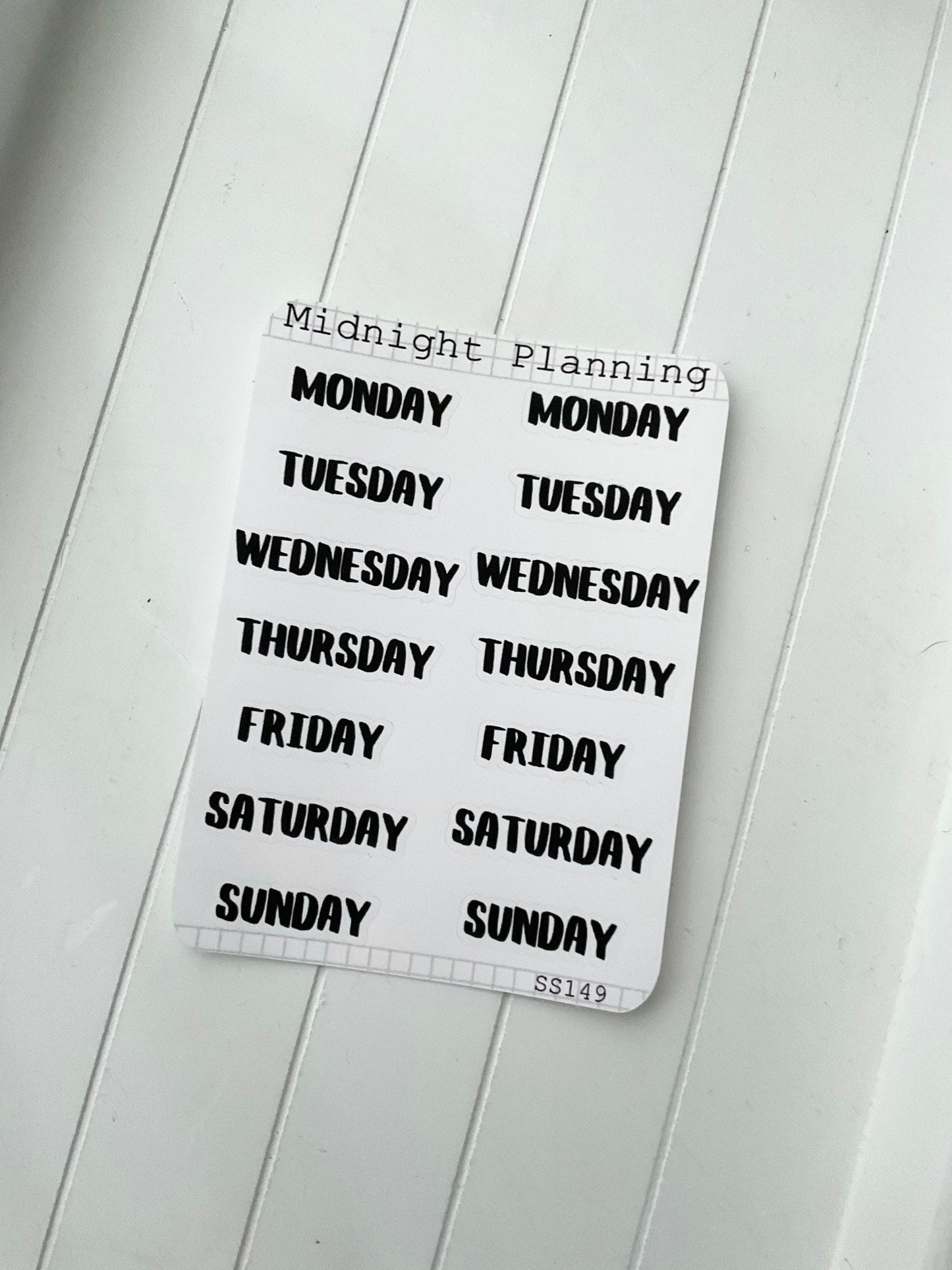 Weekly Labels in Font Eight