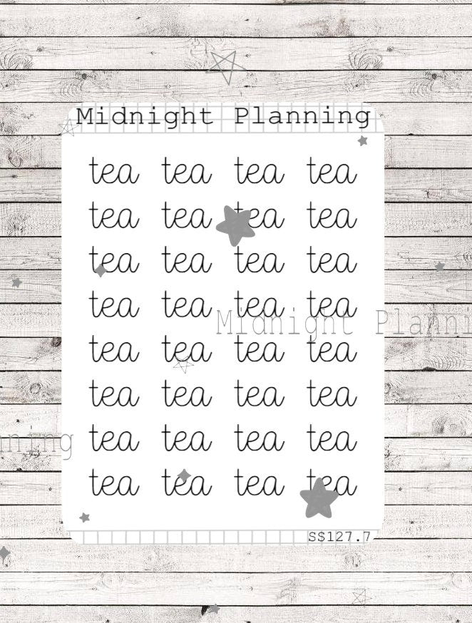 Tea Scripts, Functional and Handmade Planner Sticker Sheets