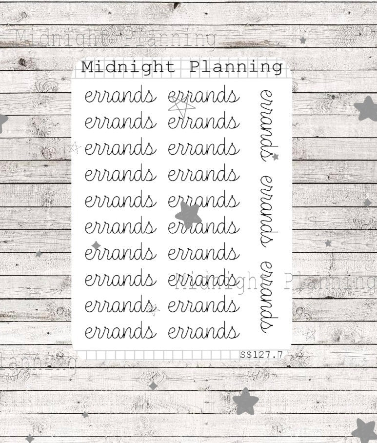 Errands Scripts, Functional and Handmade Planner Sticker Sheets