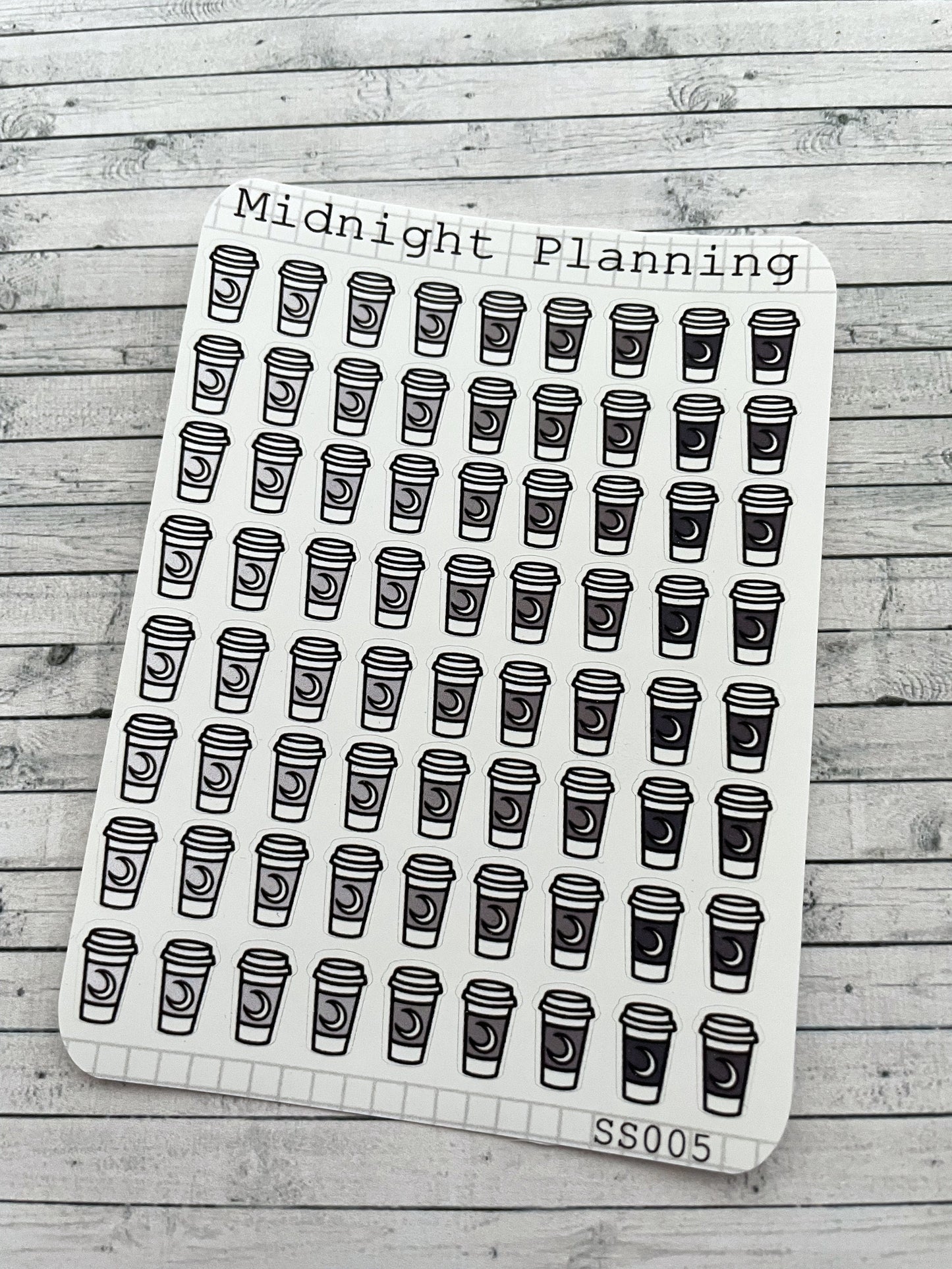 Planner Sticker Sheet - 72 Mini Coffee Cup Stickers, Functional and Handmade Stickers