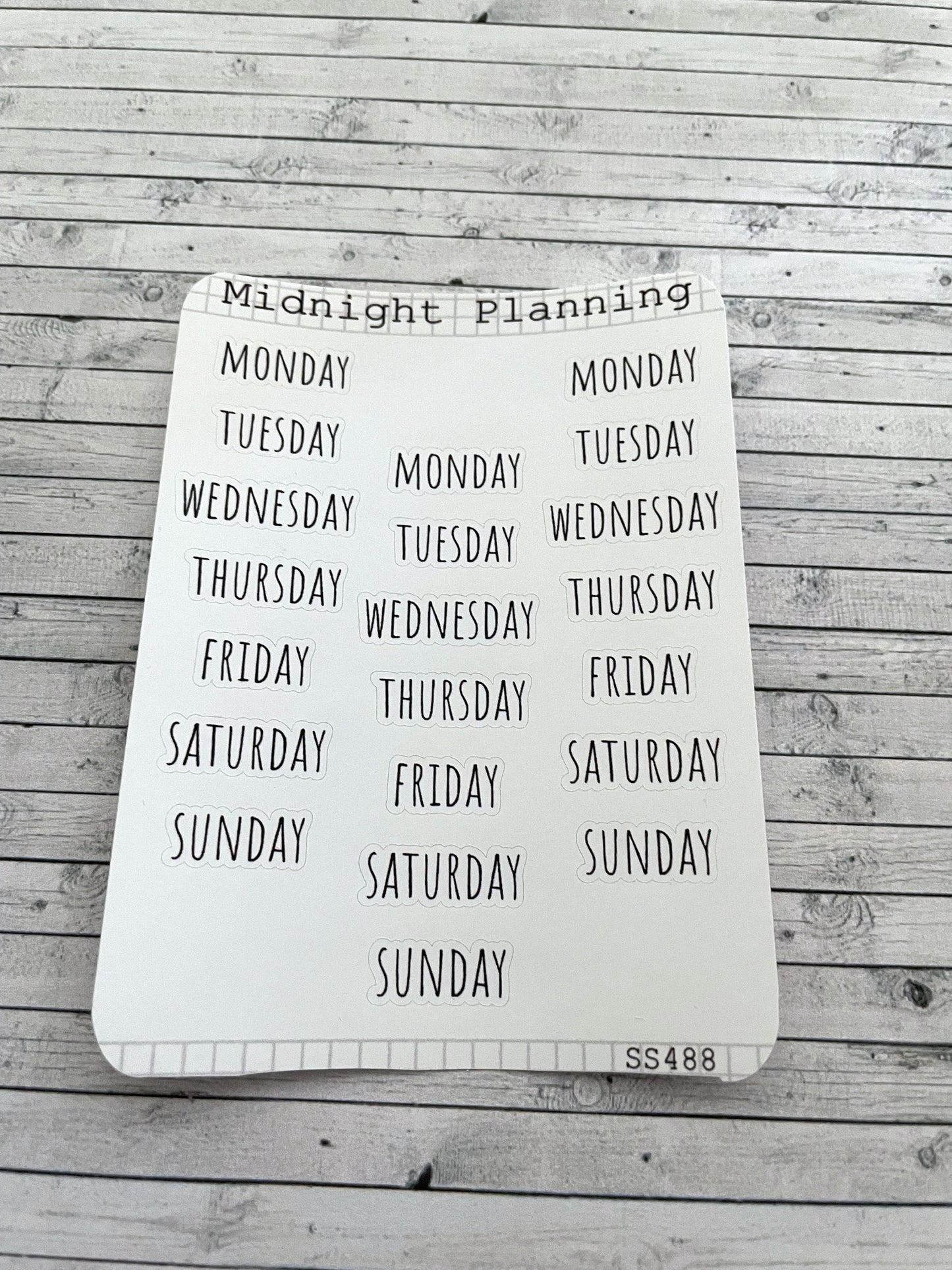 Weekly Labels in Font Ten, Small