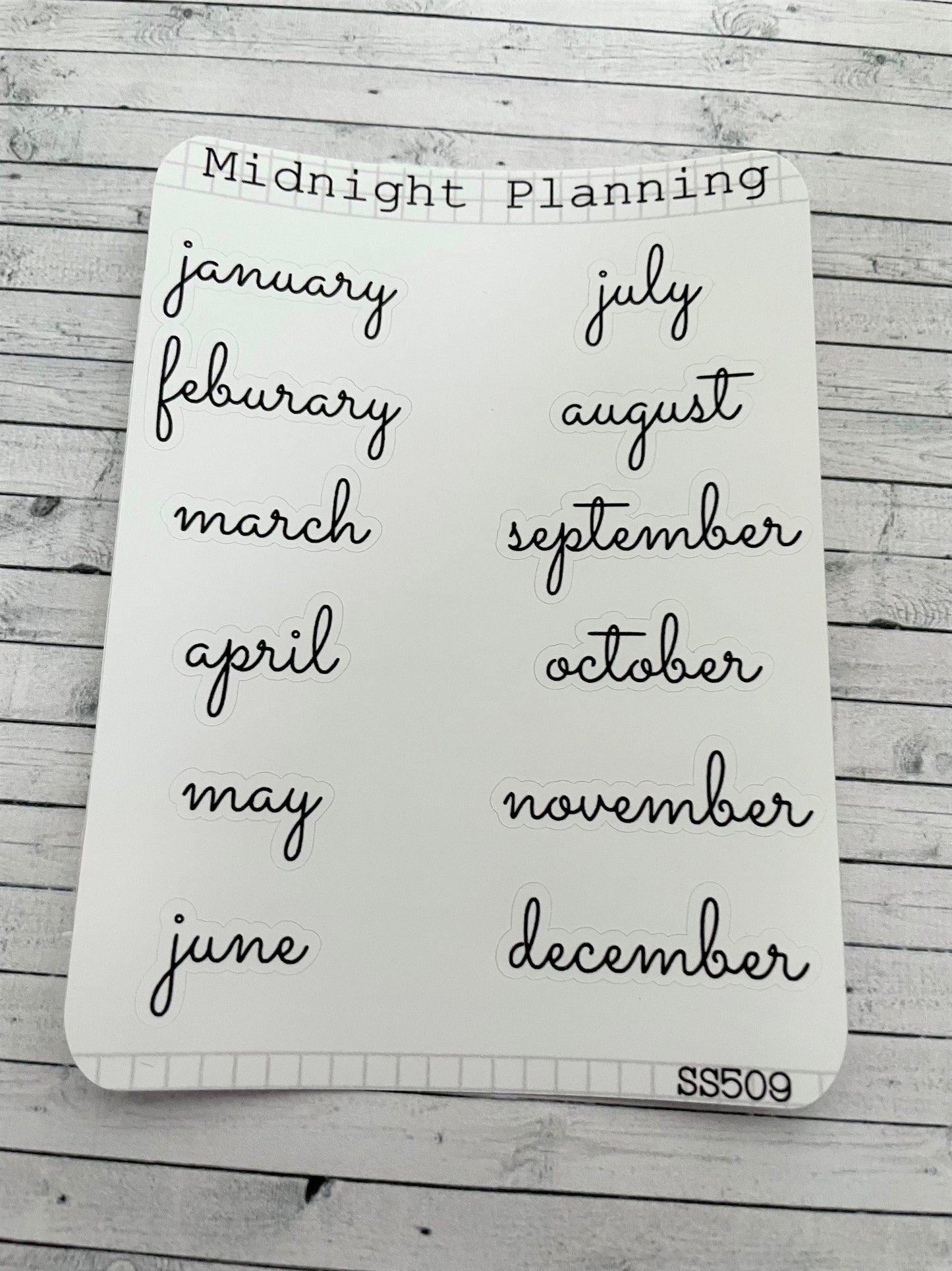Monthly Labels In Font Five, Functional and Handmade Planner Sticker Sheets