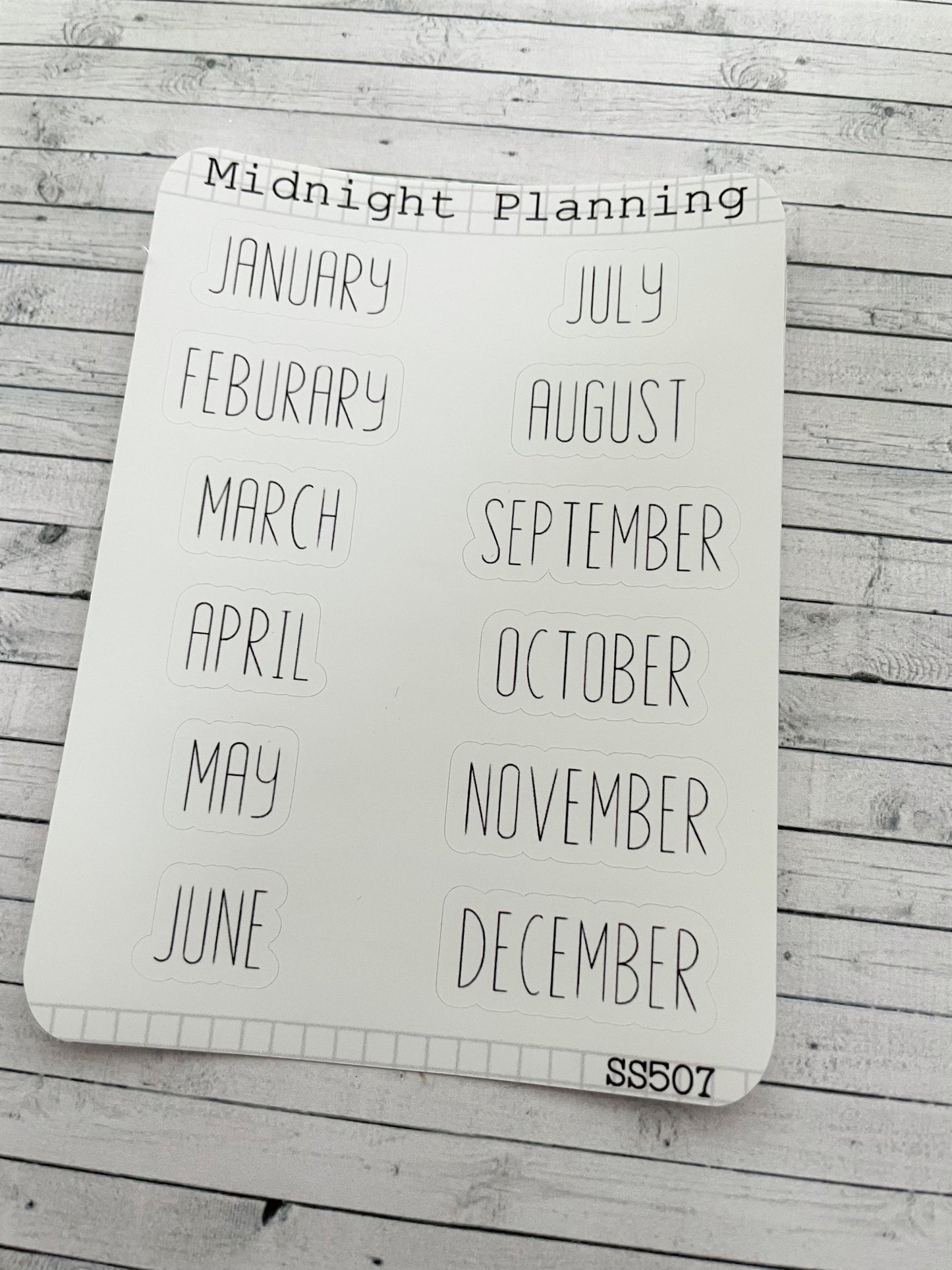 Monthly Labels In Font Ten, Functional and Handmade Planner Sticker Sheets