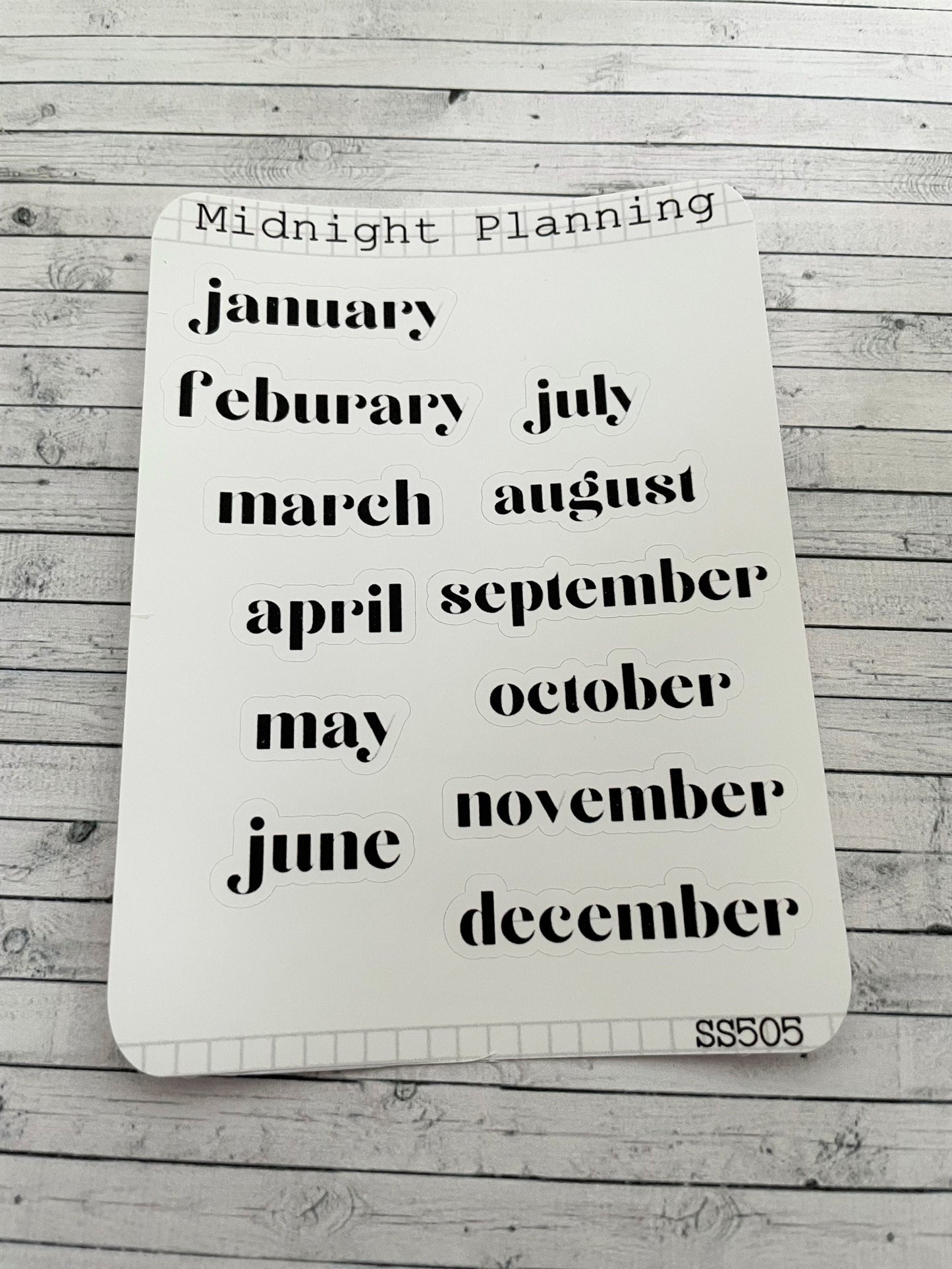 Monthly Labels In Font Seventeen, Functional and Handmade Planner Sticker Sheets