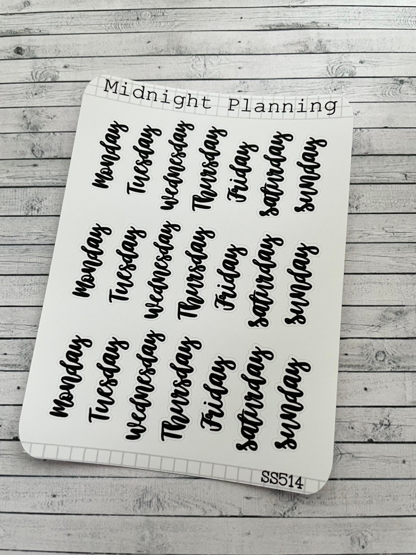 Weekly Labels in Font Six, Small