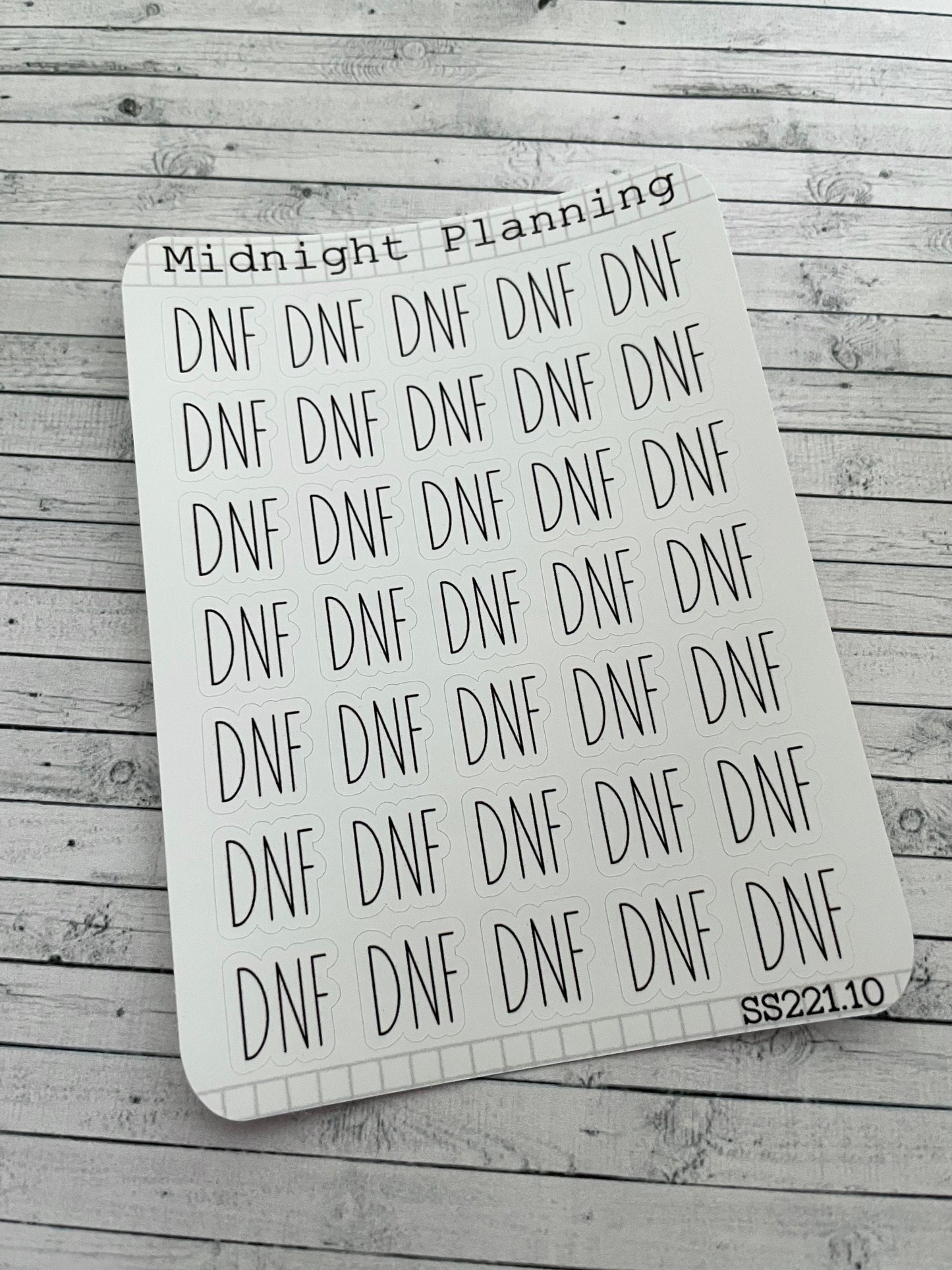 DNF, Did Not Finish, Script Allocators and Titles That Are Functional and Handmade Planner Sticker Sheets