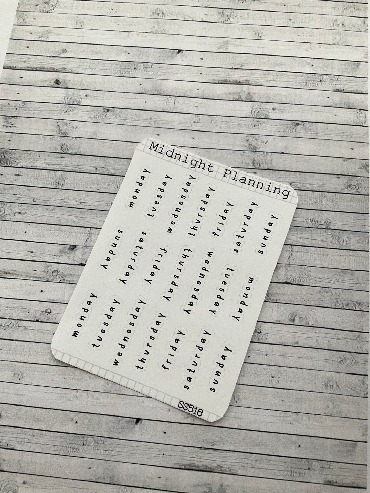 Weekly Labels in Font Nineteen, Small