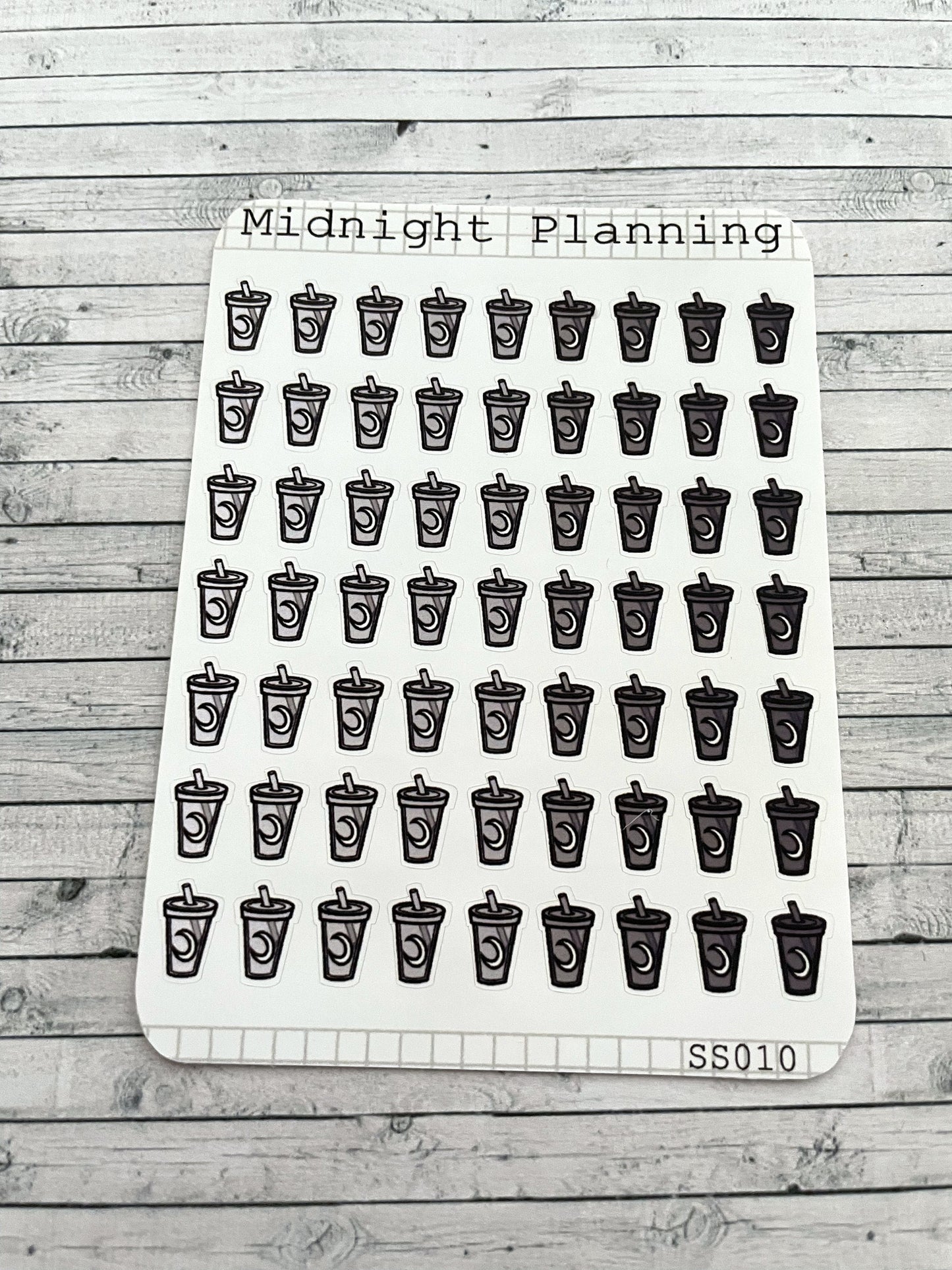 Planner Sticker Sheet - 63 Mini Cold Cup stickers, Functional and Handmade Stickers