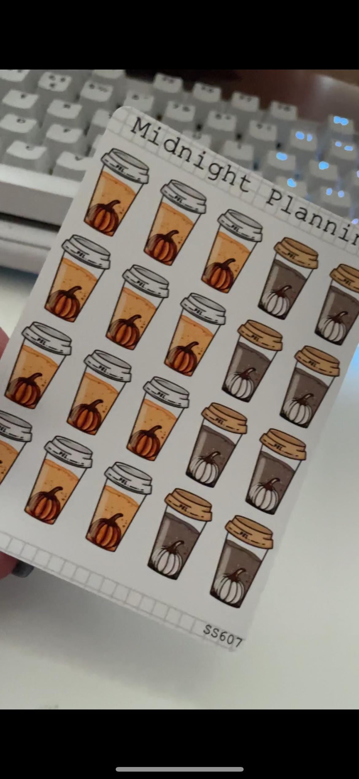 Autumnal Pumpkin Coffee Cup Sticker Sheet