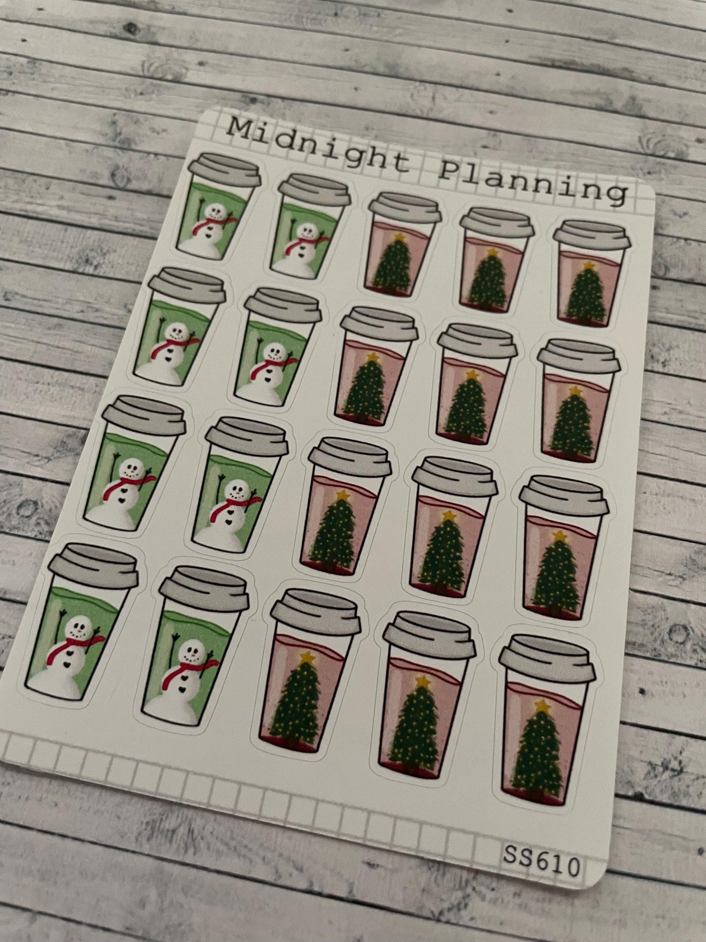 Christmas Themed Coffee Cup Stickers, Functional and Handmade Stickers