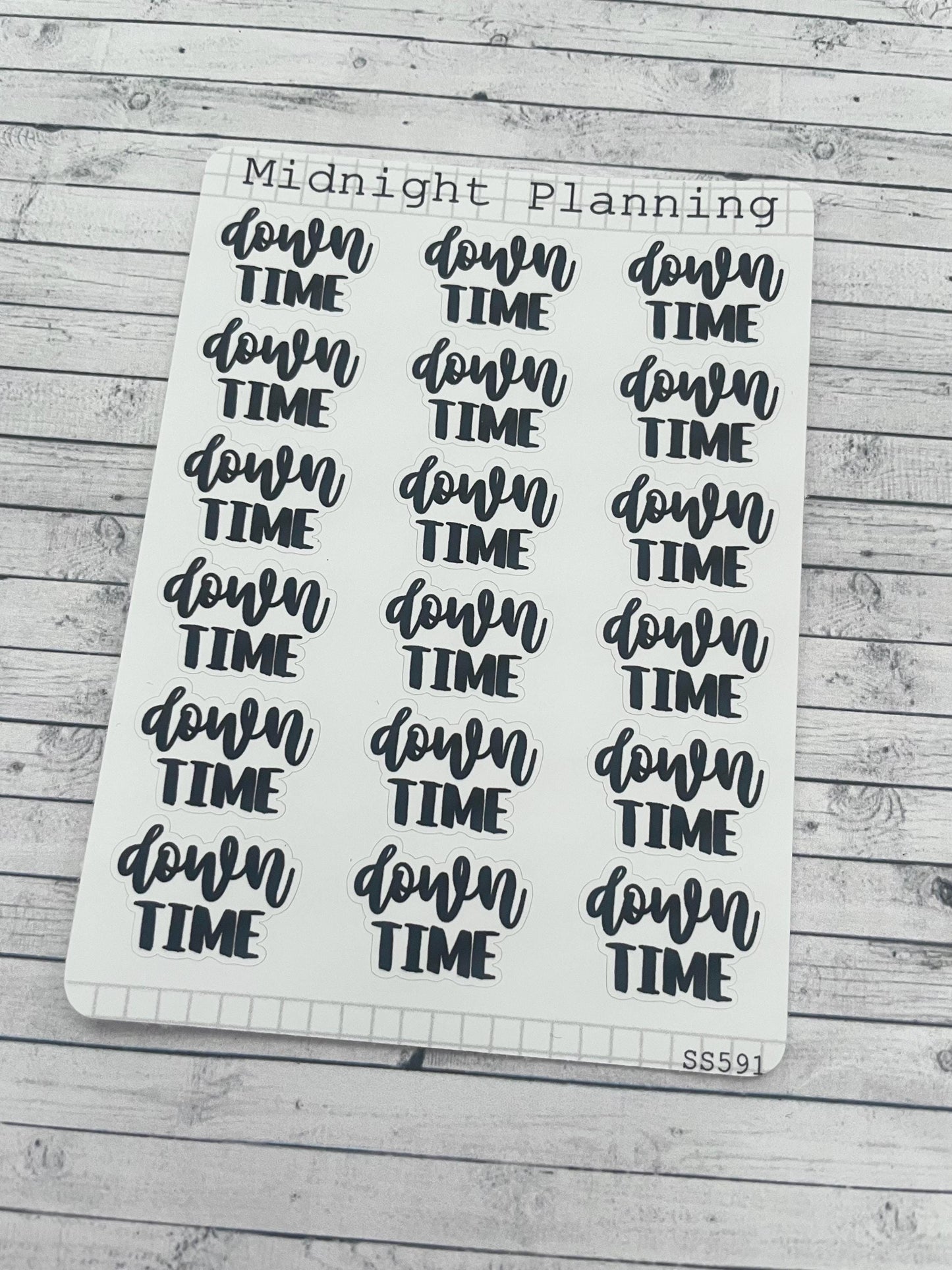 Down Time, Script, Titles That Are Functional and Handmade Planner Sticker Sheets
