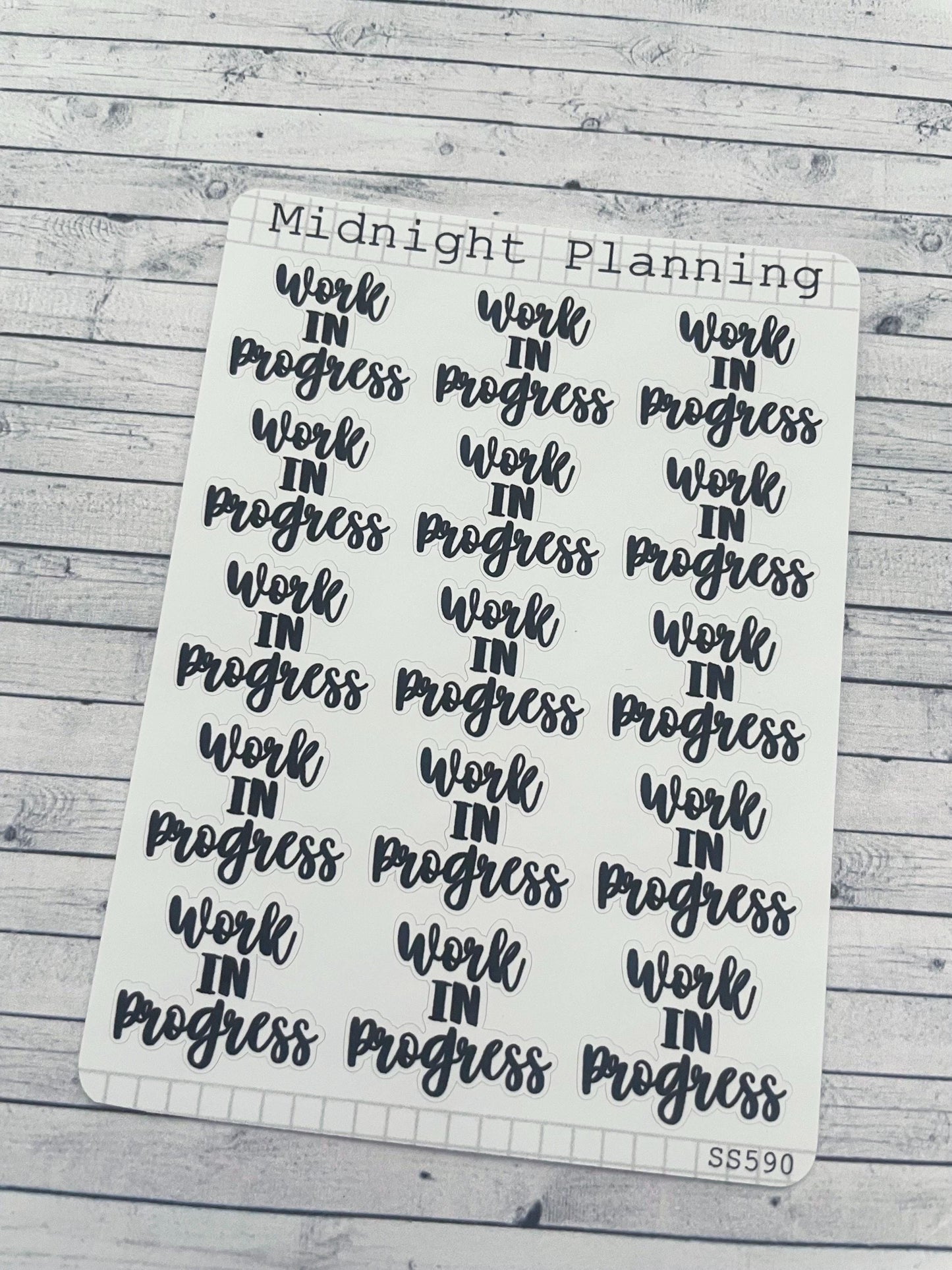 Work In Progress, Script, Titles That Are Functional and Handmade Planner Sticker Sheets