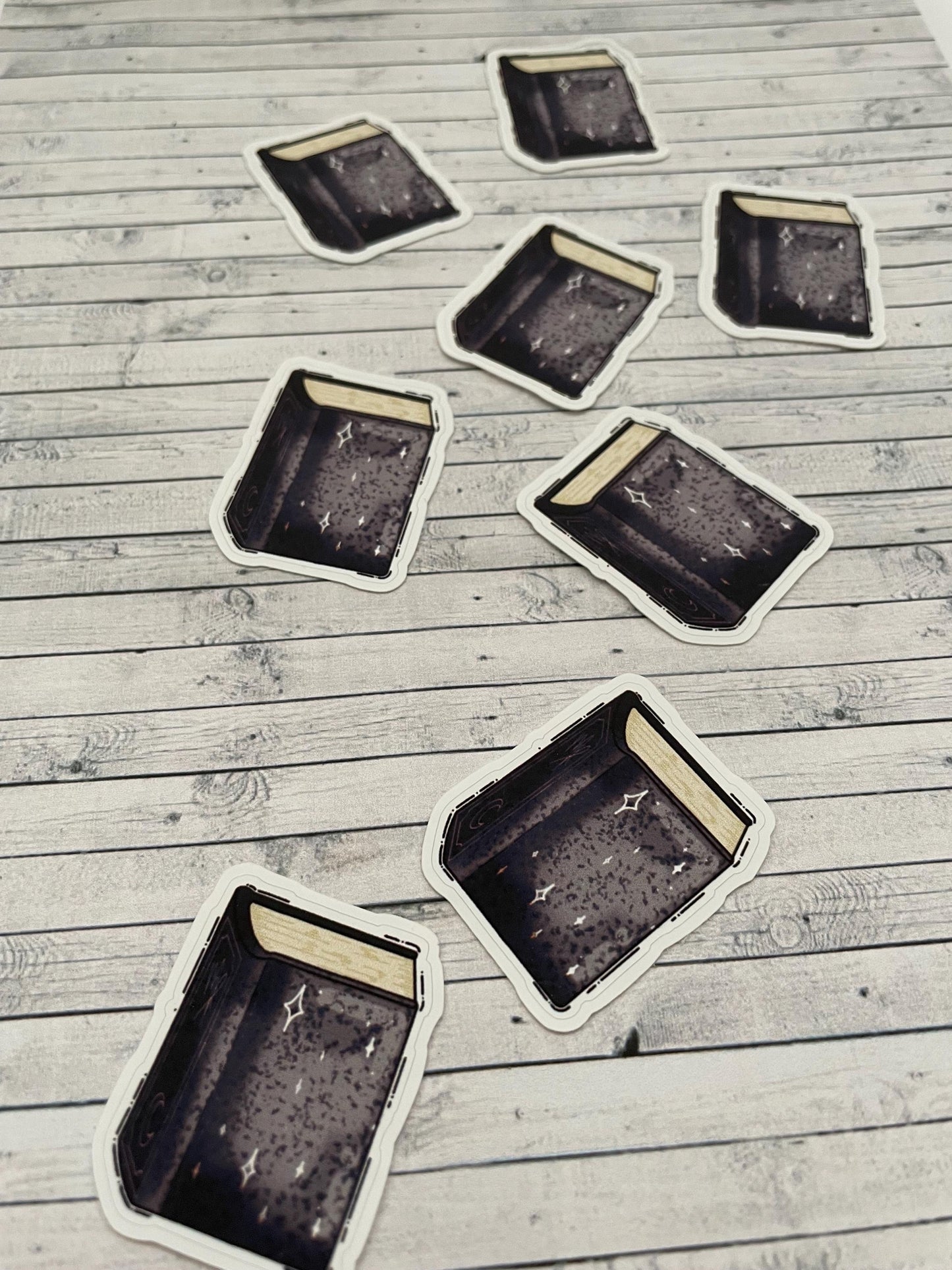 Grey Starry Book Die Cut Hand Made Planner Sticker