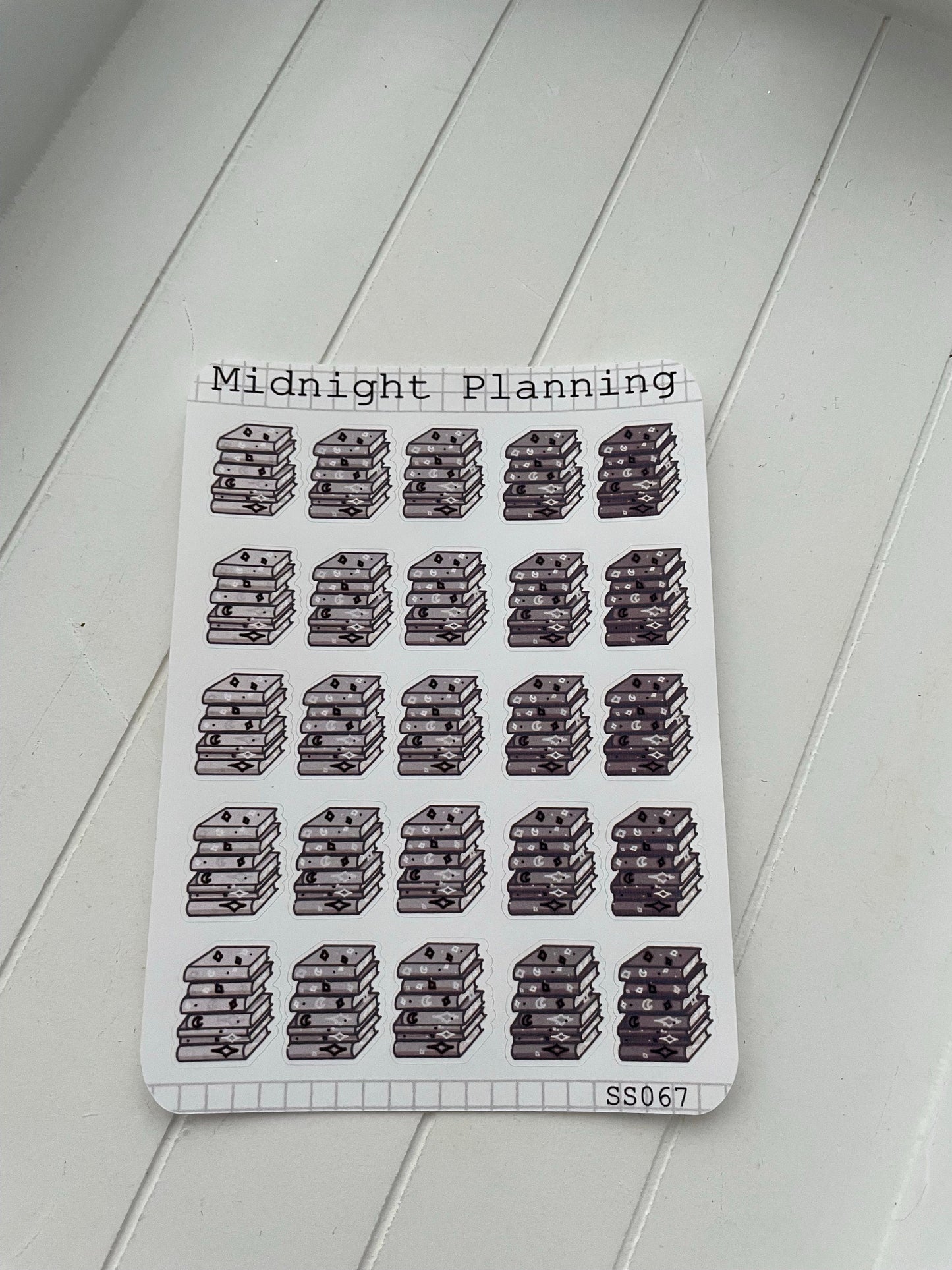 Book Stacks Decorated With Moons and Stars, Functional and Handmade Planner Sticker Sheets