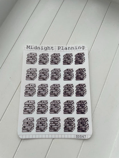 Book Stacks Decorated With Moons and Stars, Functional and Handmade Planner Sticker Sheets