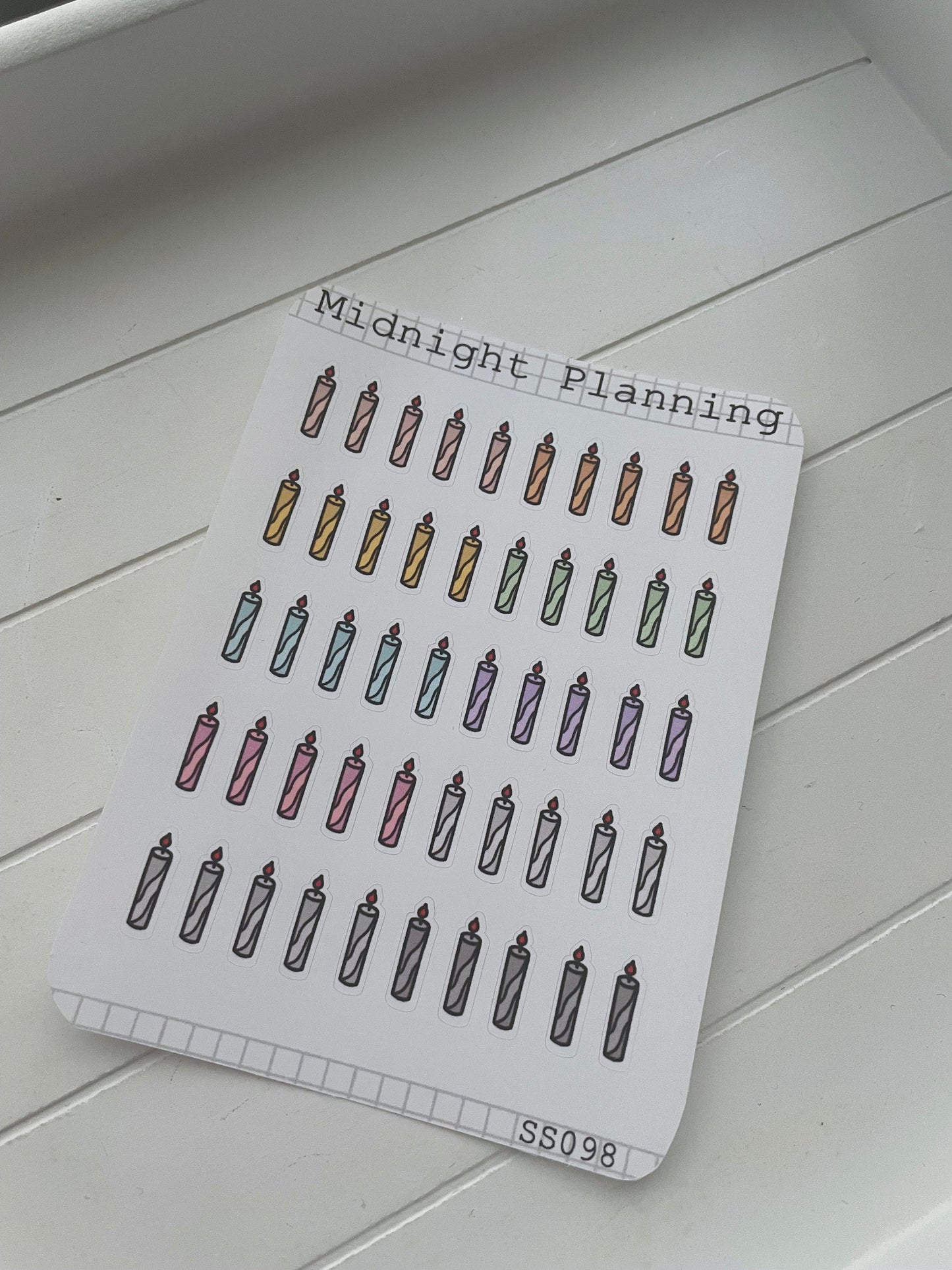 Candles For Birthdays and Other Occasions, Functional and Handmade Planner Sticker Sheets