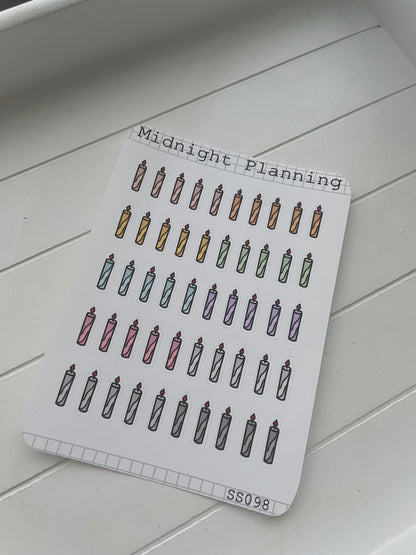 Candles For Birthdays and Other Occasions, Functional and Handmade Planner Sticker Sheets