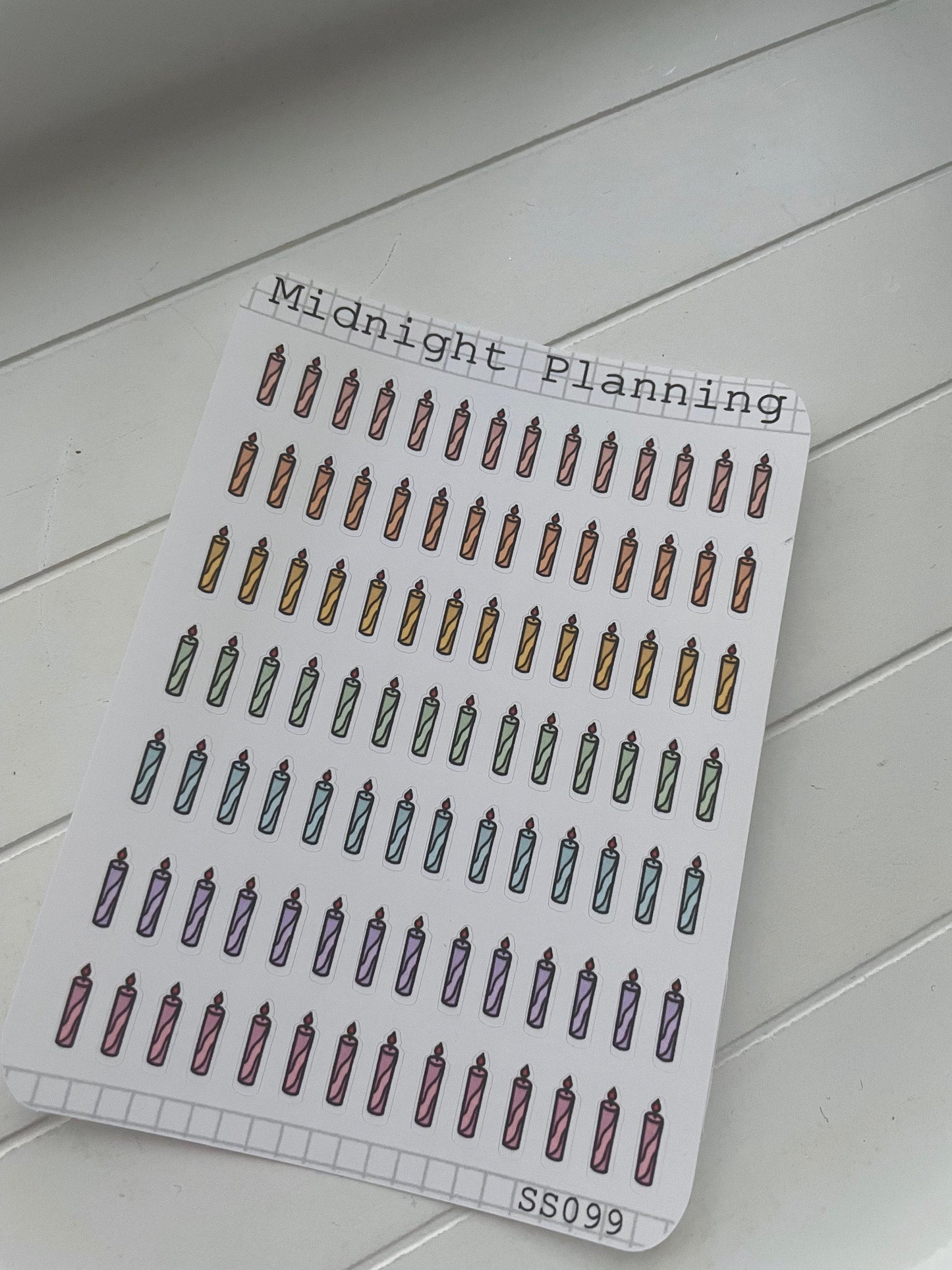 Candles For Birthdays and Other Occasions, Functional and Handmade Planner Sticker Sheets