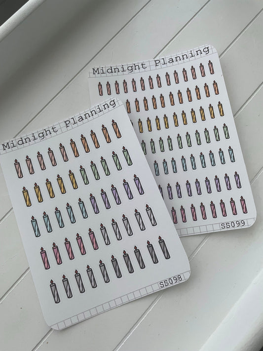 Candles For Birthdays and Other Occasions, Functional and Handmade Planner Sticker Sheets