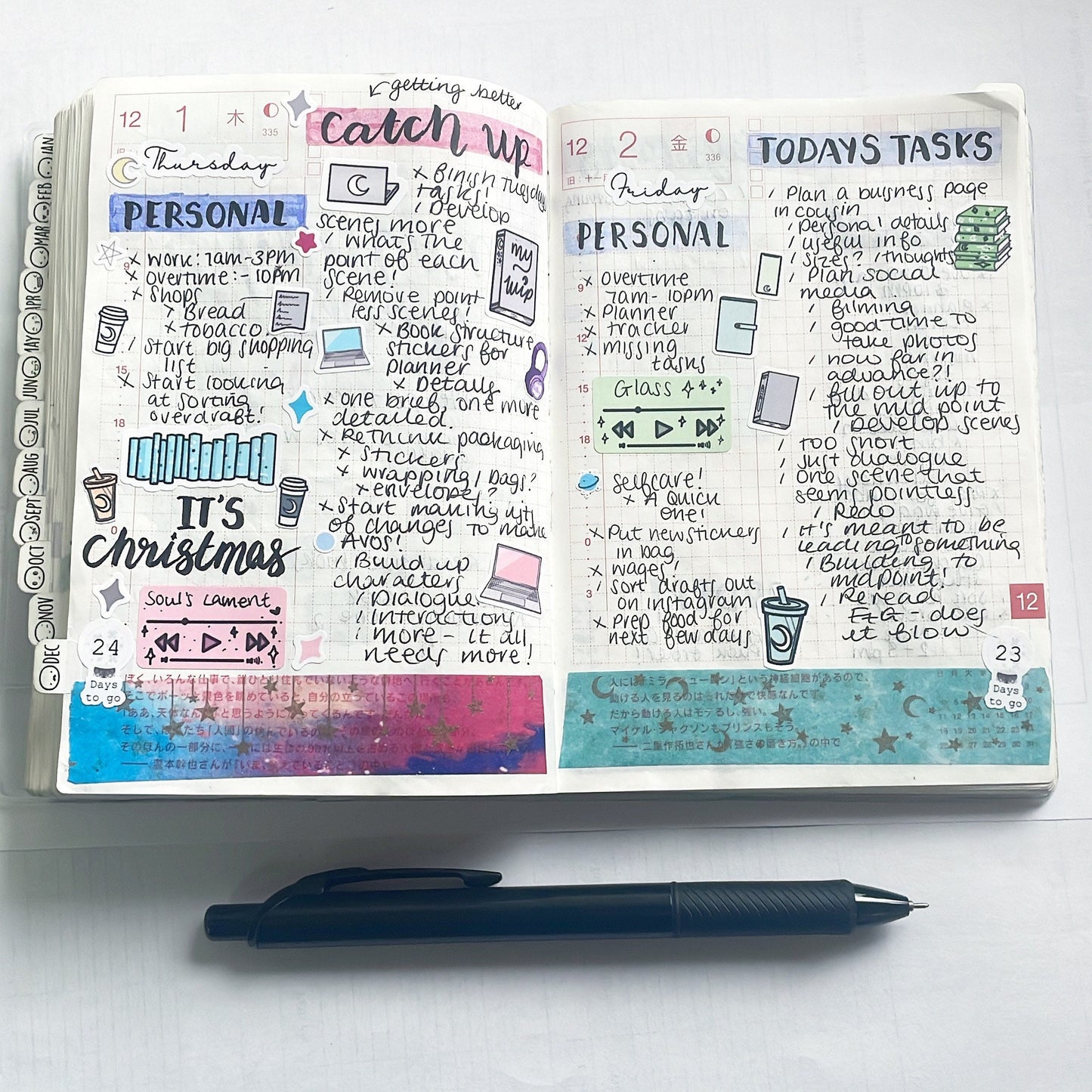 Book Stacks Decorated With Moons and Stars, Functional and Handmade Planner Sticker Sheets