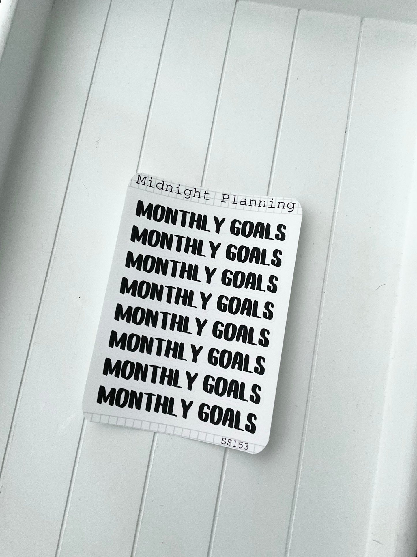 Monthly Goals In Font Eight, Functional and Handmade Planner Sticker Sheets