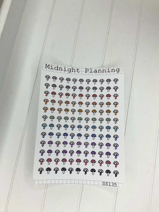 Mushroom Bullet Point and Marker, Functional and Handmade Planner Sticker Sheets