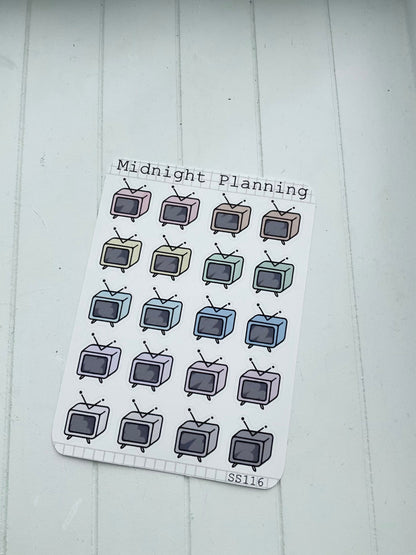 Old Style TV Functional and Handmade Sticker Sheets