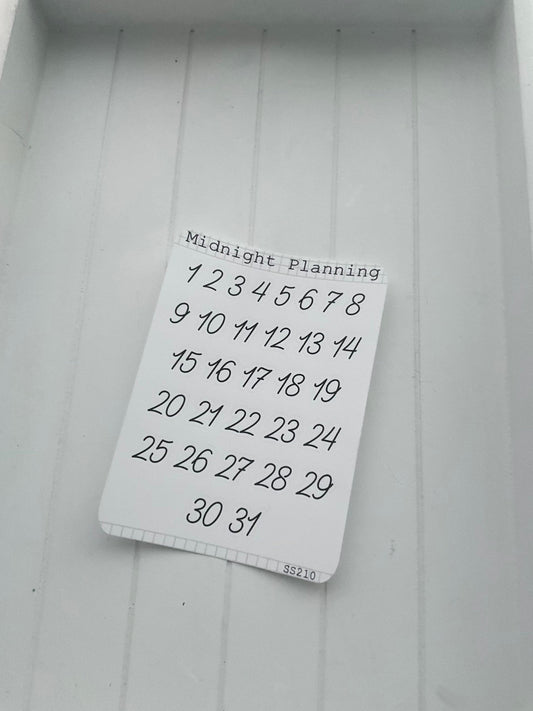 Numbers From One Too Thirty One in Font Eleven, Functional and Handmade Planner Sticker Sheets
