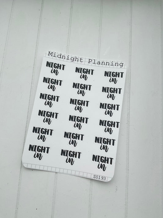 Night in, Script Allocators and Titles That Are Functional and Handmade Planner Sticker Sheets
