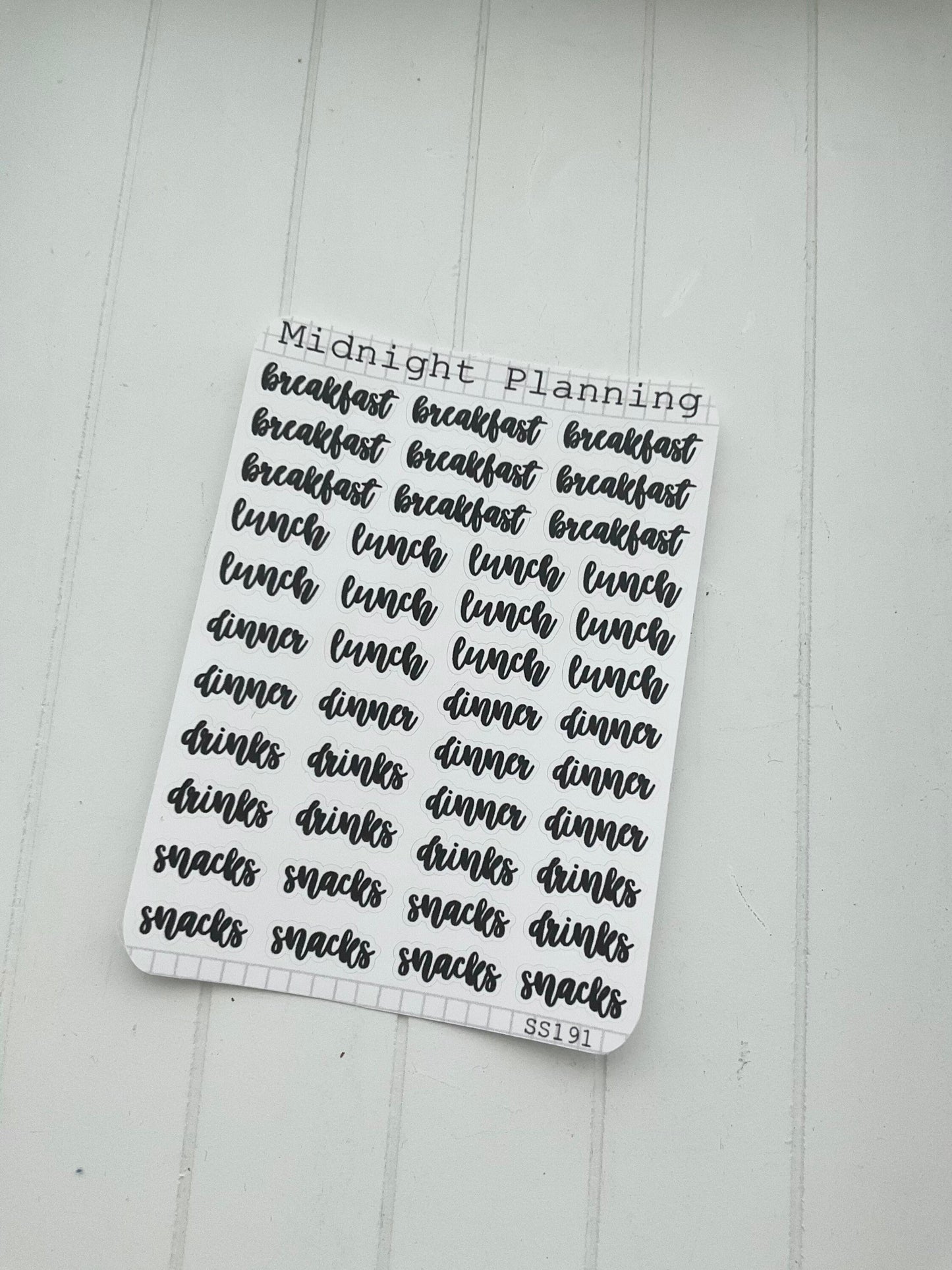 Food tracking Scripts, Functional and Handmade Planner Sticker Sheets