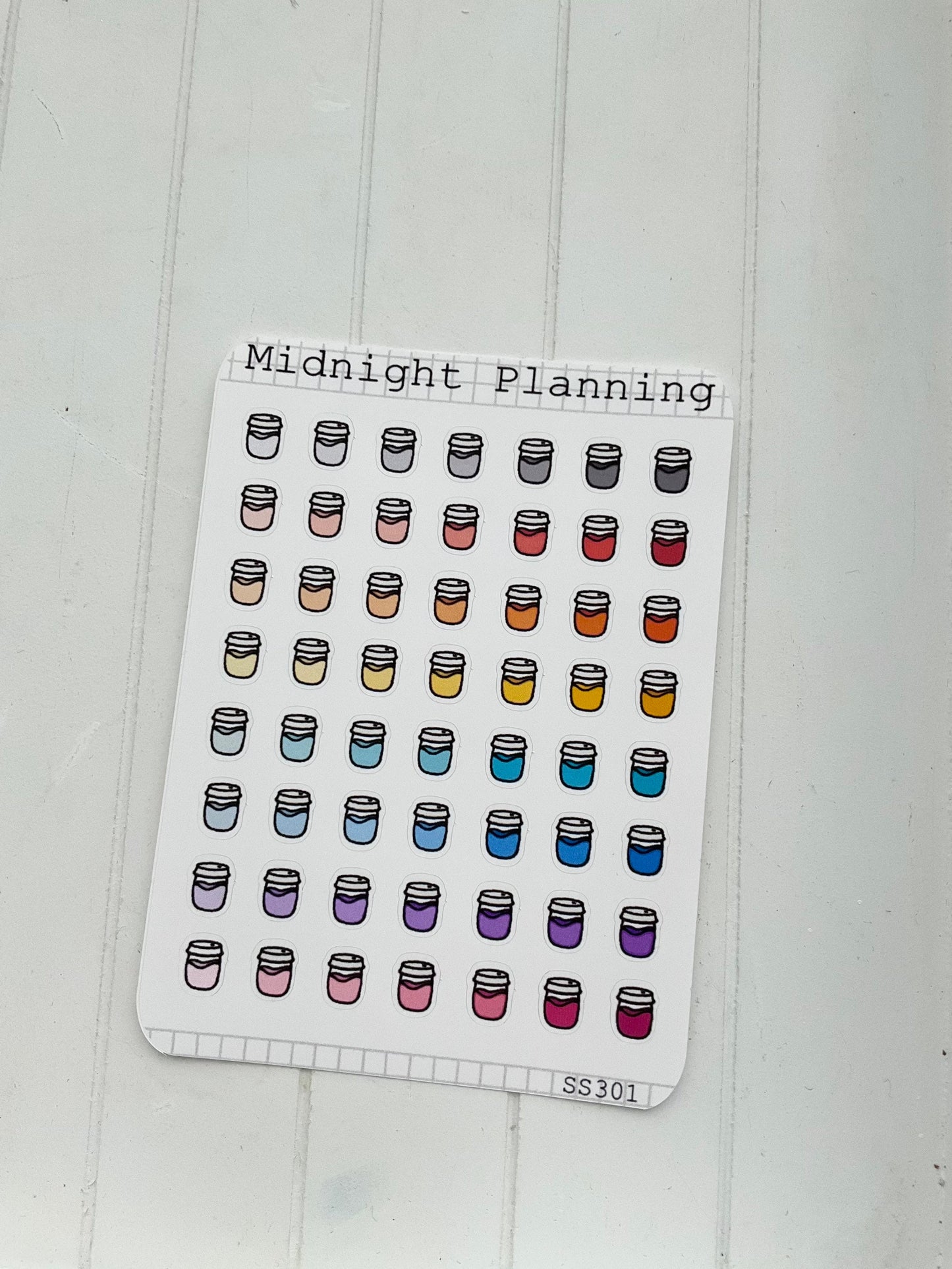 Small Bullet Point Cups and Jars, Functional and Handmade Planner Sticker Sheets