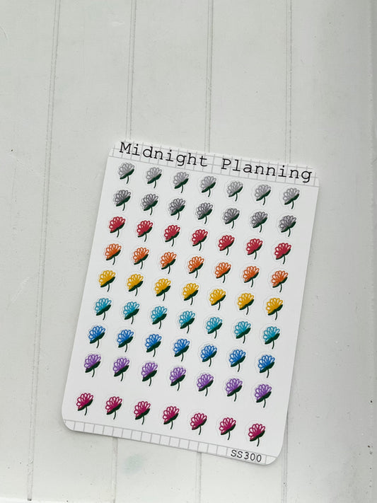 Small Flower Bullet Point Doodle, Functional and Handmade Planner Sticker Sheets