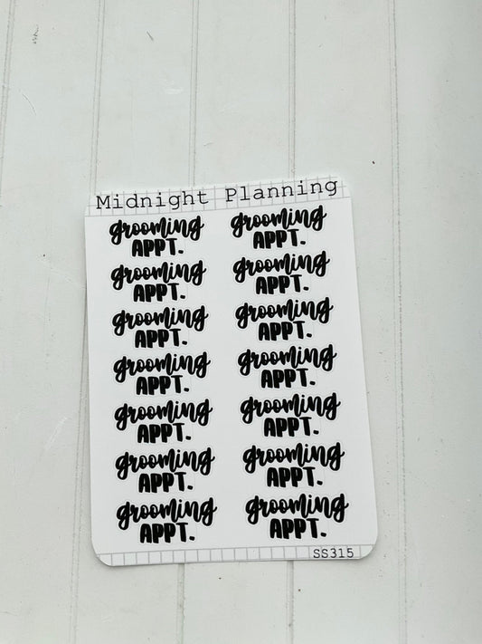 Grooming Appointment, Script Allocators and Titles That Are Functional and Handmade Planner Sticker Sheets