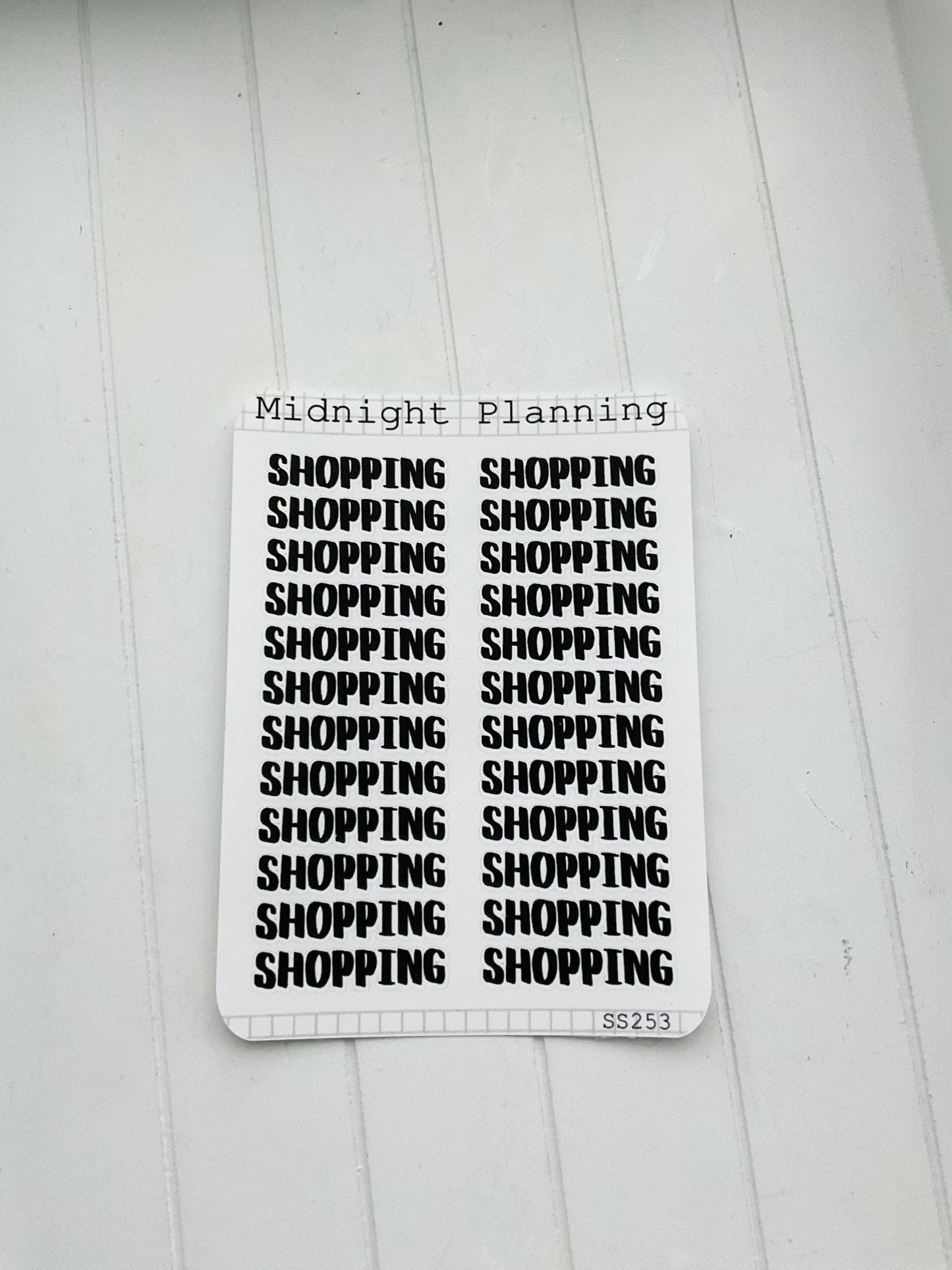 Shopping Script in Font Nine, Script Allocators and Titles That Are Functional and Handmade Planner Sticker Sheets