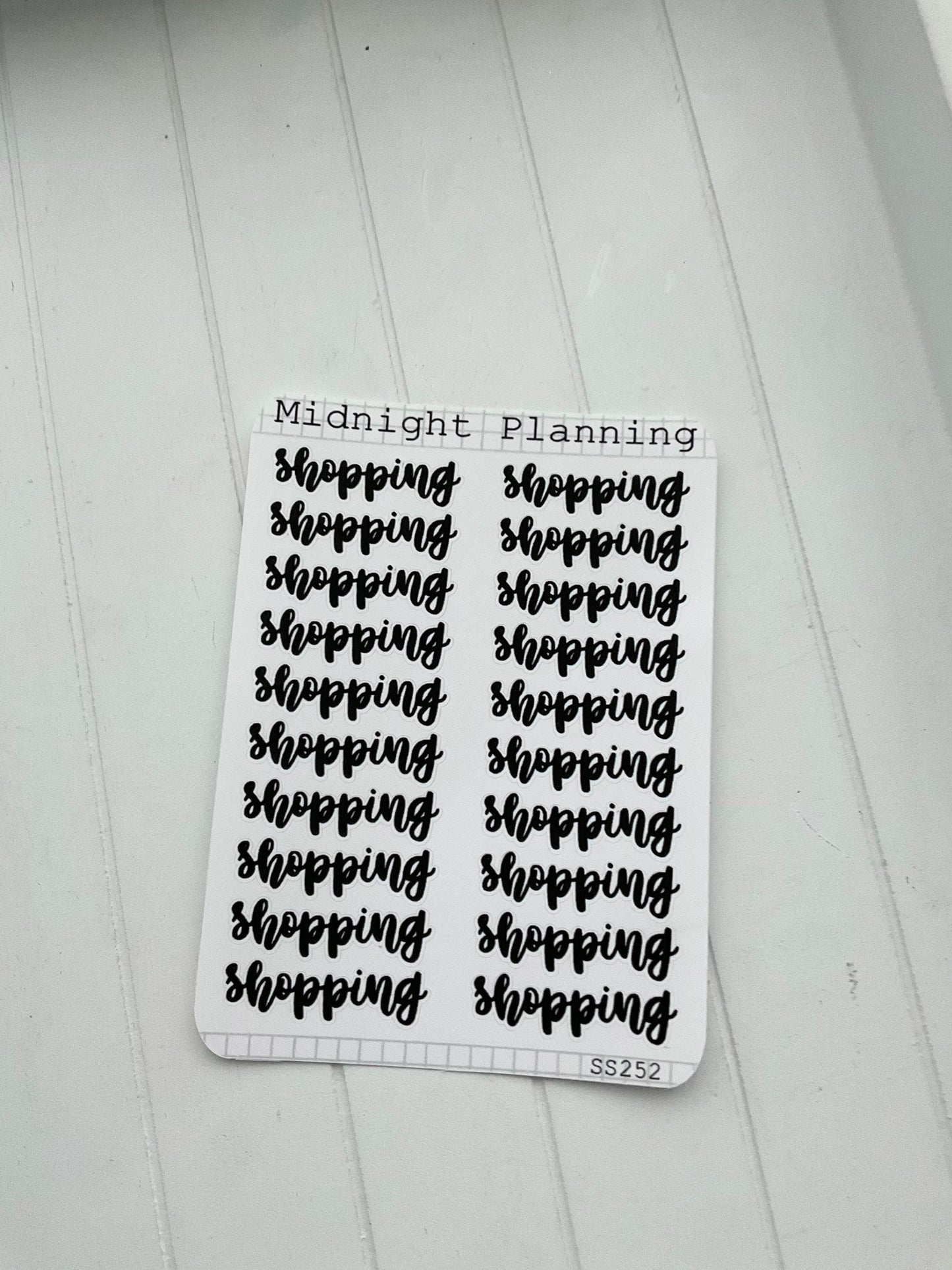 Shopping Script in Font Eight, Script Allocators and Titles That Are Functional and Handmade Planner Sticker Sheets