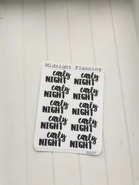 Early Night, Script Allocators and Titles That Are Functional and Handmade Planner Sticker Sheets