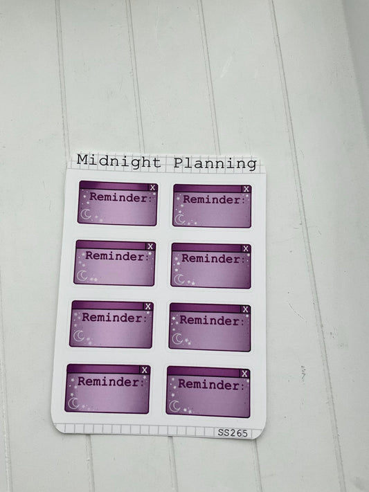 Purple and Starry Reminder Stickers, Functional and Handmade Stickers
