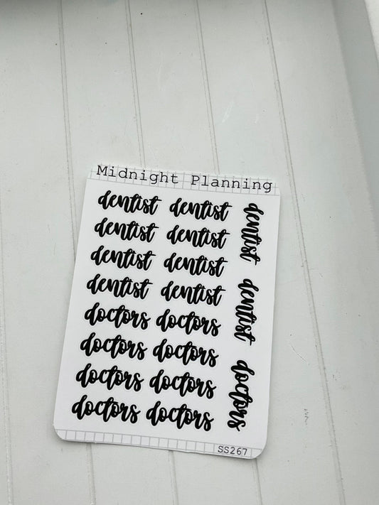 Dentist and Doctors, Script Allocators and Titles That Are Functional and Handmade Planner Sticker Sheets