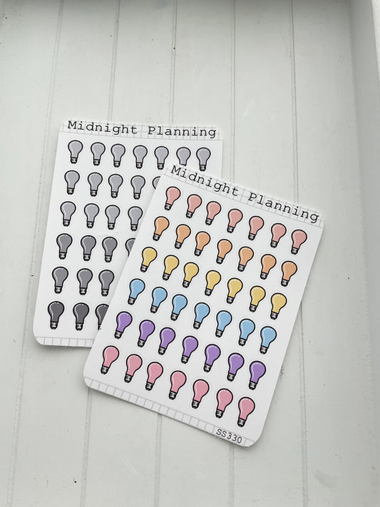 Light Bulb, Brainstorm, idea Stickers, That Are Functional and Handmade Planner Sticker Sheets