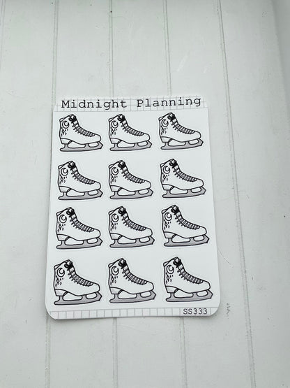 Ice skates, Skating Stickers, That Are Functional and Handmade Planner Sticker Sheets