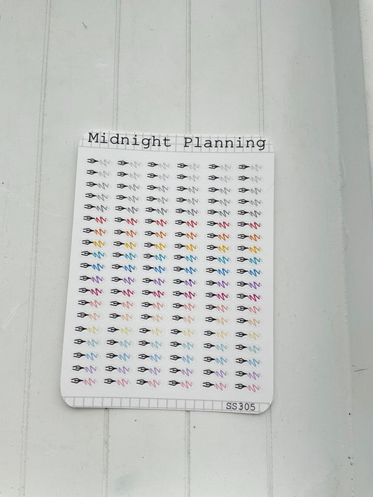 Small Bullet Point Fountain Pen Nib with ink, Functional and Handmade Planner Sticker Sheets