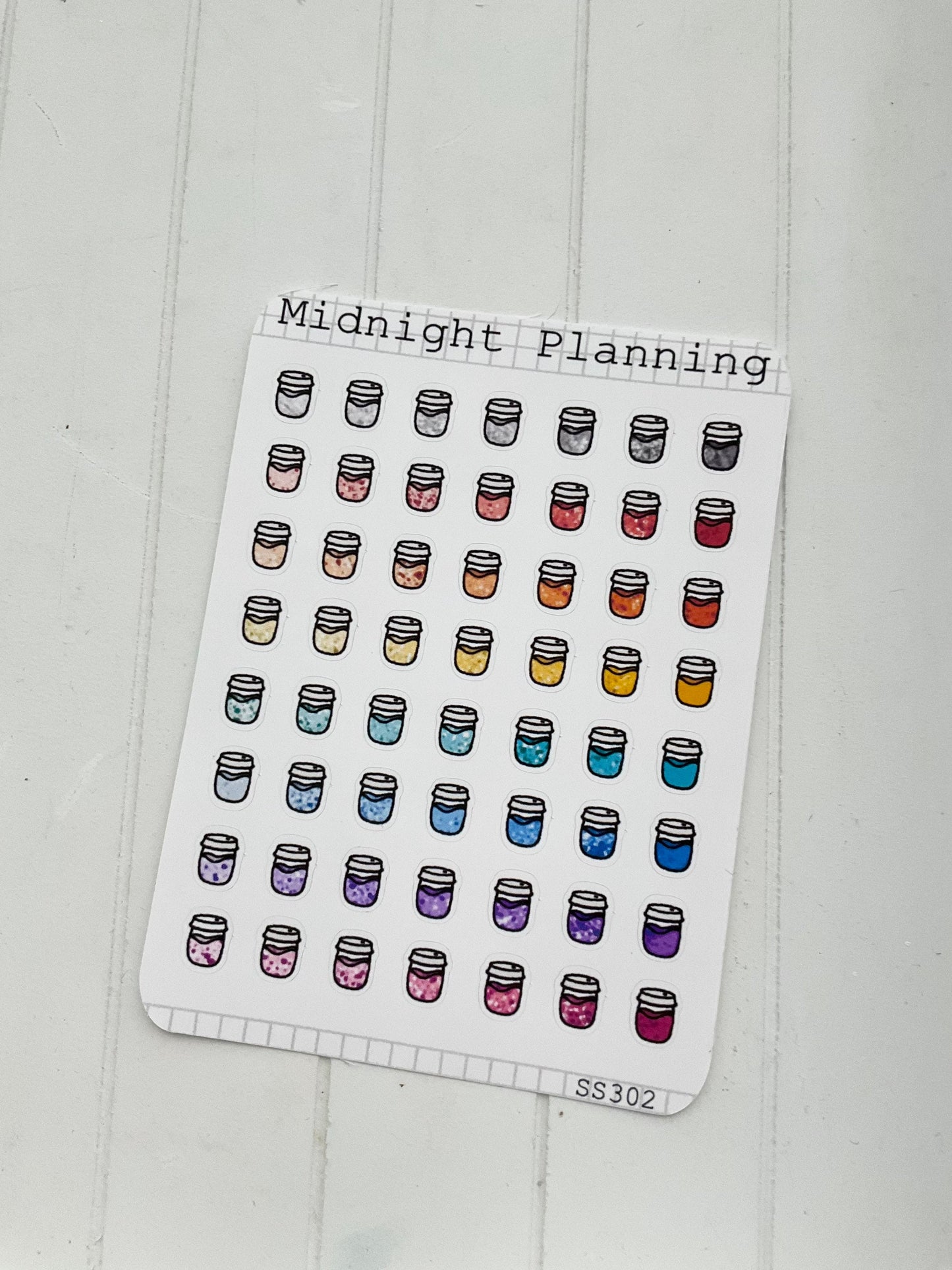 Small Bullet Point Cups and Jars, Functional and Handmade Planner Sticker Sheets
