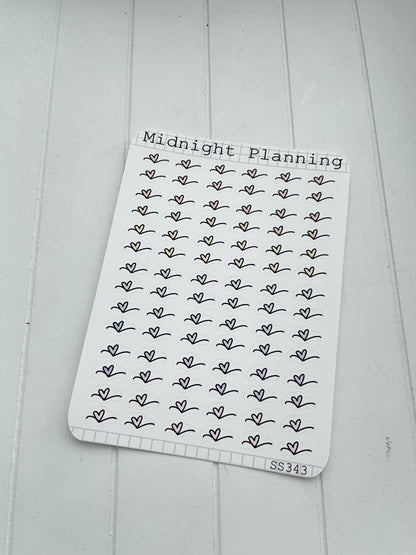 Heart Scribble Bullet Point, Functional and Handmade Planner Sticker Sheets