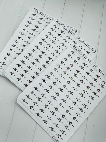 Heart Scribble Bullet Point, Functional and Handmade Planner Sticker Sheets