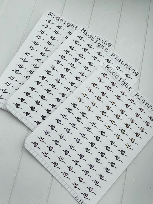 Heart Scribble Bullet Point, Functional and Handmade Planner Sticker Sheets