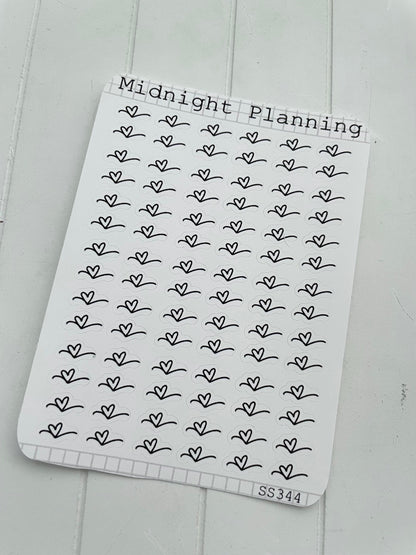 Heart Scribble Bullet Point, Functional and Handmade Planner Sticker Sheets