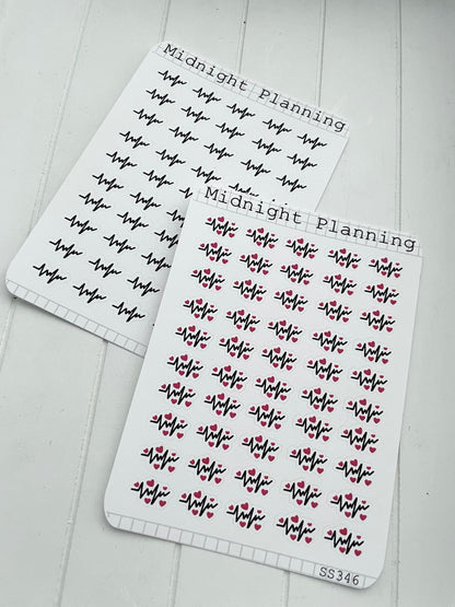 Heart Beat Inspired Bullet Point, Functional and Handmade Planner Sticker Sheets
