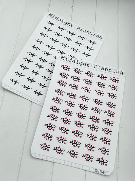 Heart Beat Inspired Bullet Point, Functional and Handmade Planner Sticker Sheets